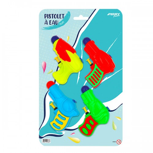  4 PISTOLETS A EAU FLUO 10CM
