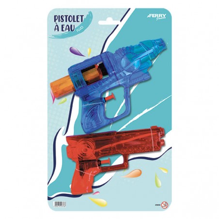  2 PISTOLETS A EAU TRANSPARENT 19CM / 15C