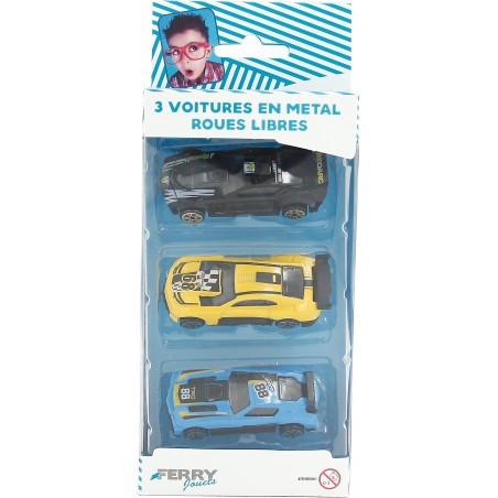  3 VOITURES METAL ROUES LIBRES