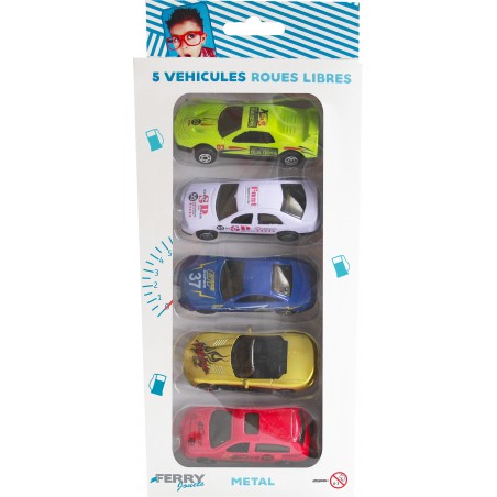  5 VOITURES METAL ROUES LIBRES