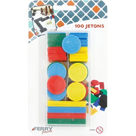  BOITE DE 100 JETONS PLASTIQUE