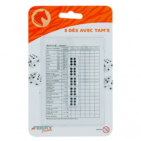  5 DES ET BLOC DE YAM'S 20 FEUILLES