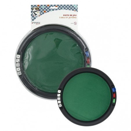  PISTE DE JEU D.31CM + 5 DES ET JETONS