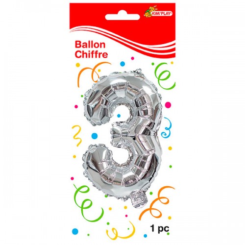  BALLON 36CM METAL CHIFFRE 3