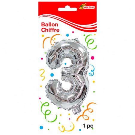  BALLON 36CM METAL CHIFFRE 3