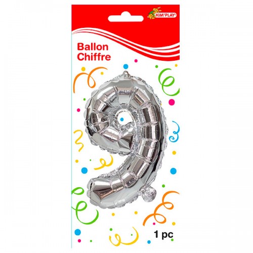  BALLON 36CM METAL CHIFFRE 9
