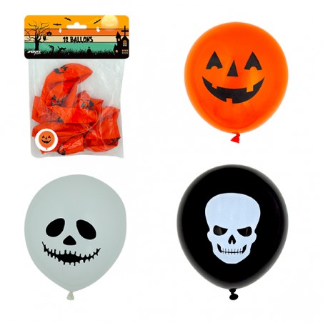  12 BALLONS DECORES D.19CM