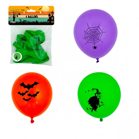  6 BALLONS DECORES D.21CM