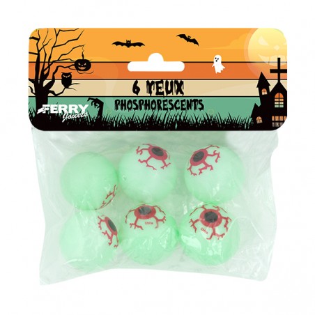  6 YEUX PHOSPHORESCENT D.3,5CM