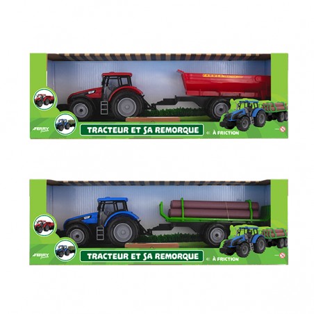  TRACTEUR A FRICTION AVEC REMORQUE 44 CM