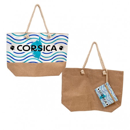 SAC DE PLAGE ET POCHETTE CORSICA 40X57CM