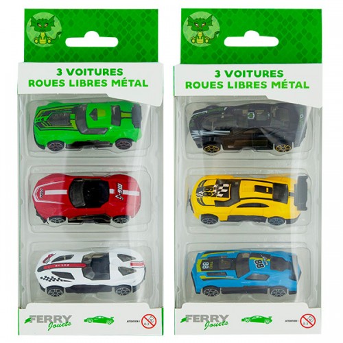 3 VOITURES METAL ROUES LIBRES