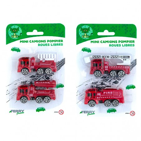  2 MINI CAMIONS POMPIER ROUES LIBRES