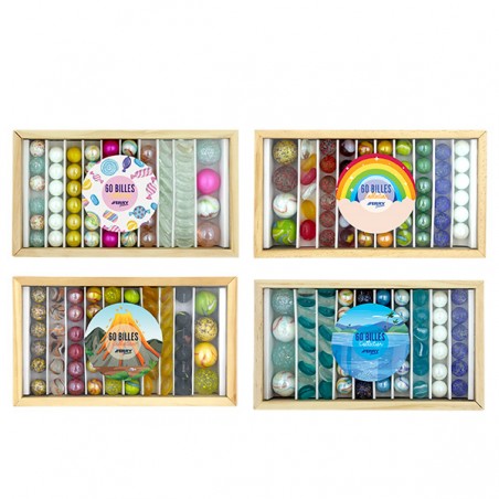  BOITE EN BOIS 60 BILLES COLLECTION