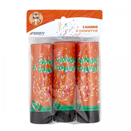  3 CANONS A CONFETTIS 15CM