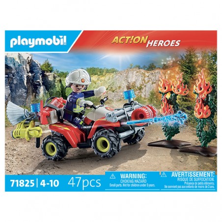  POMPIER AVEC QUAD ET ARBUSTES ENFLAMMES